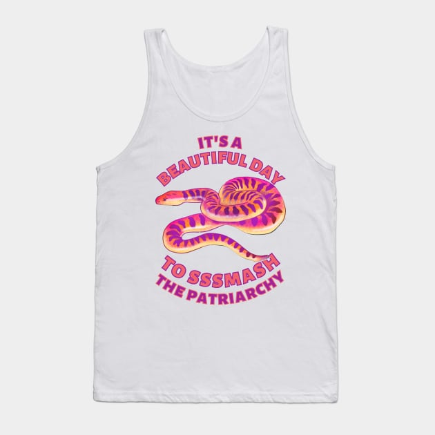 Beautiful Day to Smash the Patriarchy Snake Tank Top by Caring is Cool